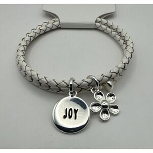 Calvin Klein NWT Adjustable Braided Leather "Joy" Charm Wrap Around Bracelet